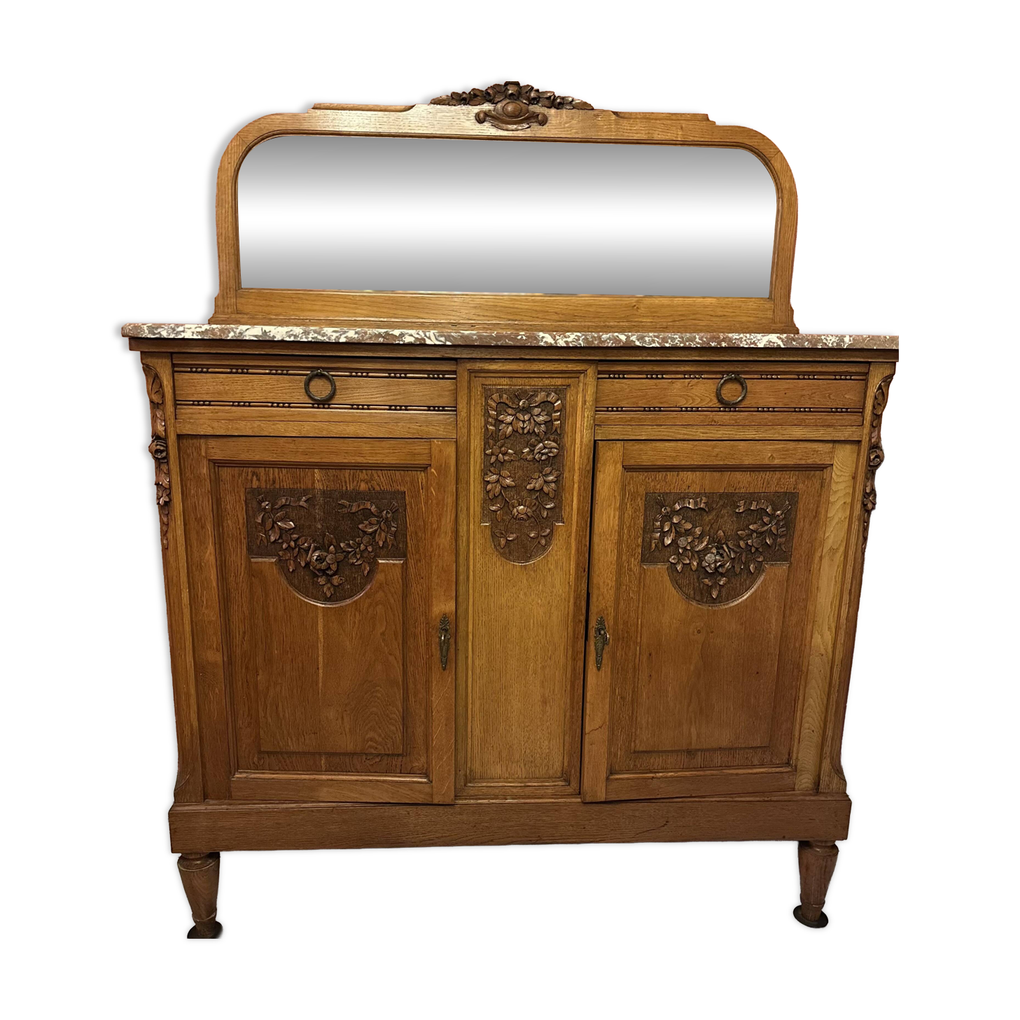 Art Deco sideboard with solid wood mirror and marble top