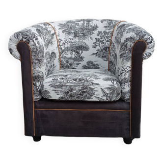 Fauteuil club toile de jouy