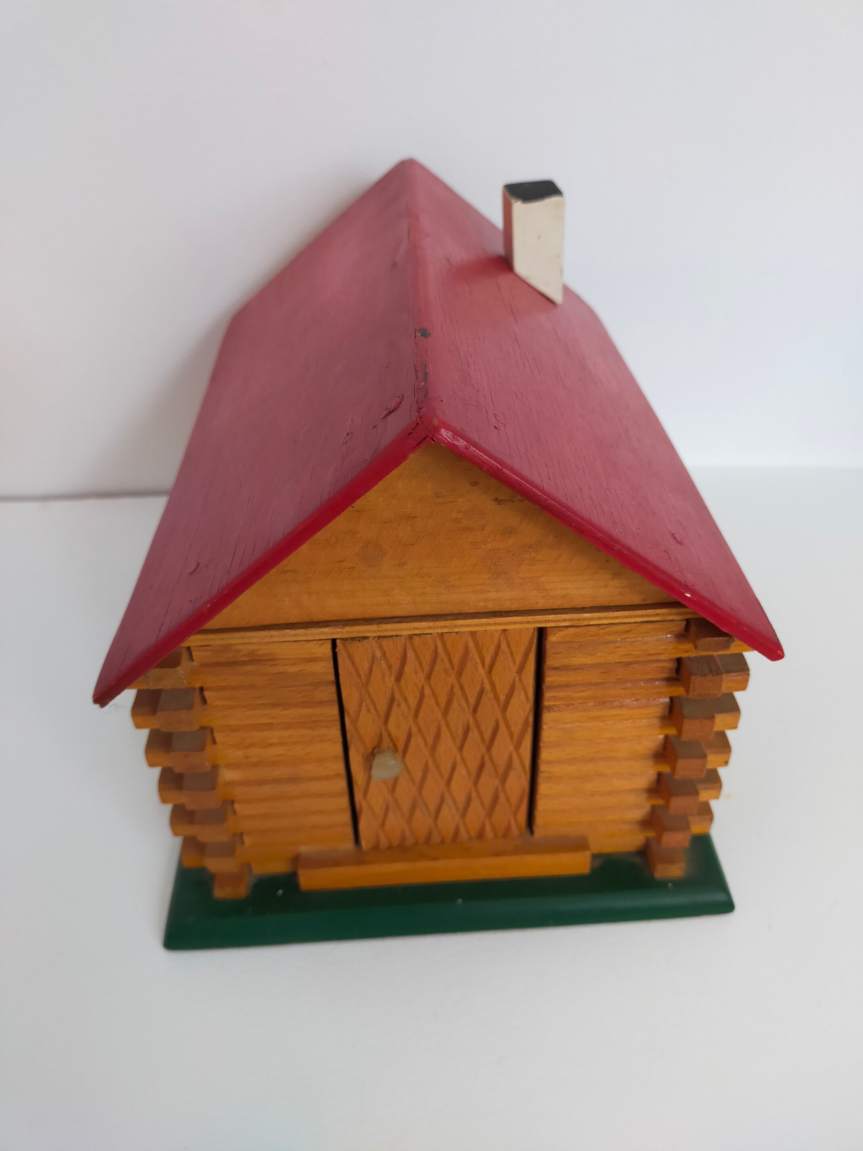 Wooden house furnished vintage toy child