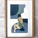 Peinture originale - blue moon - encadré - signé ackeogh