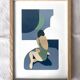 Original painting - blue moon - framed - signed ackeogh