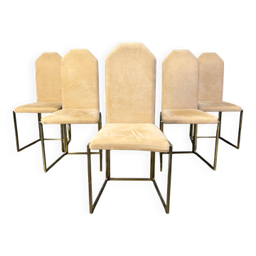 Vintage brass dining chairs by Belgochrom, 1970s
