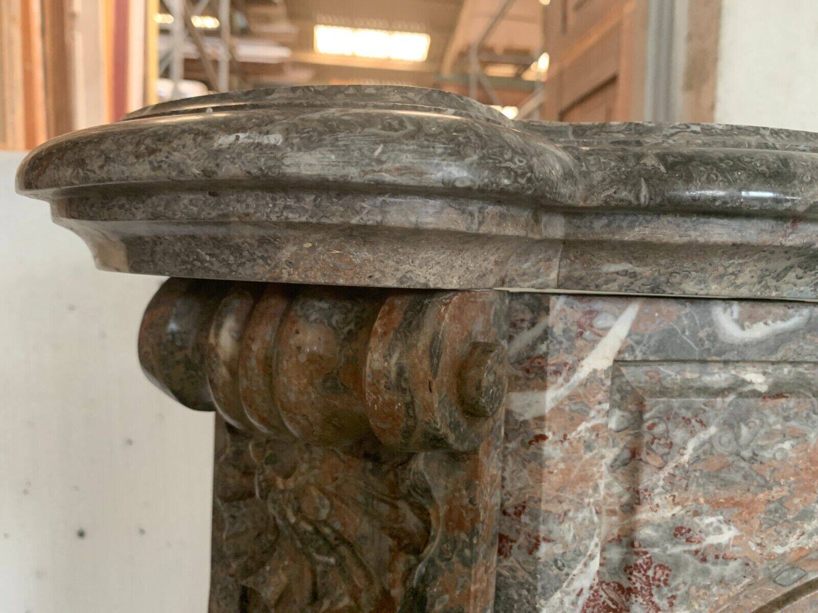Louis XV style fireplace in red breche marble 19th century