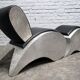 Industrial aluminum & vinyl lounge chair with footrest, 1970s
