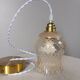 Vintage pendant light, textured amber and granite tulip glass, white twisted cord