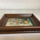 Small flower painting, oil on canvas, signed