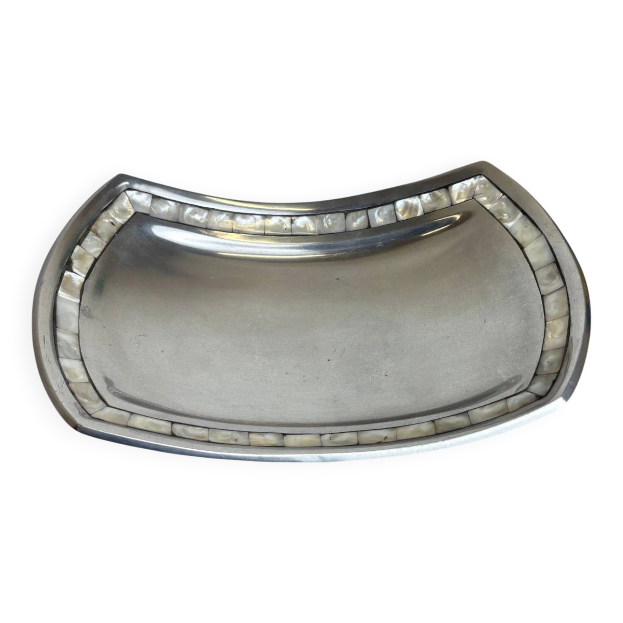 Mother-of-pearl & aluminium centerpiece, Italy, 1980s