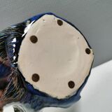 Very special vase in “folded” bluish glazed clay.