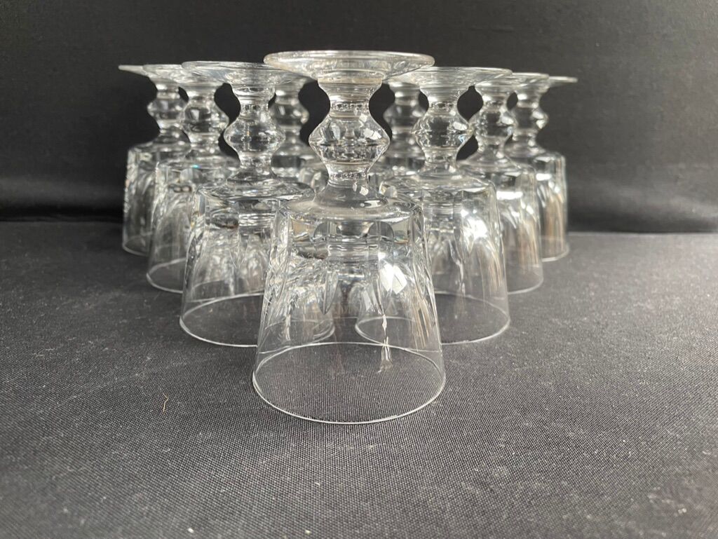 10 crystal port stemmed glasses - XXth