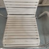 Paire de fauteuils aluminium années 50 60 lanières plastiques établissements Thonet