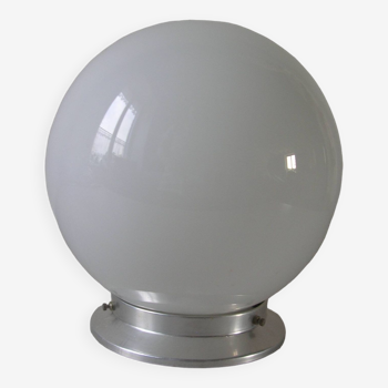 Old ceiling light globe ball sphere light fixture in opaline aluminum support 21 cm