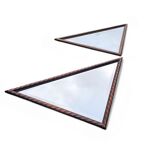 2 x miroirs triangulaires en bois de chêne / bords coupés à facettes