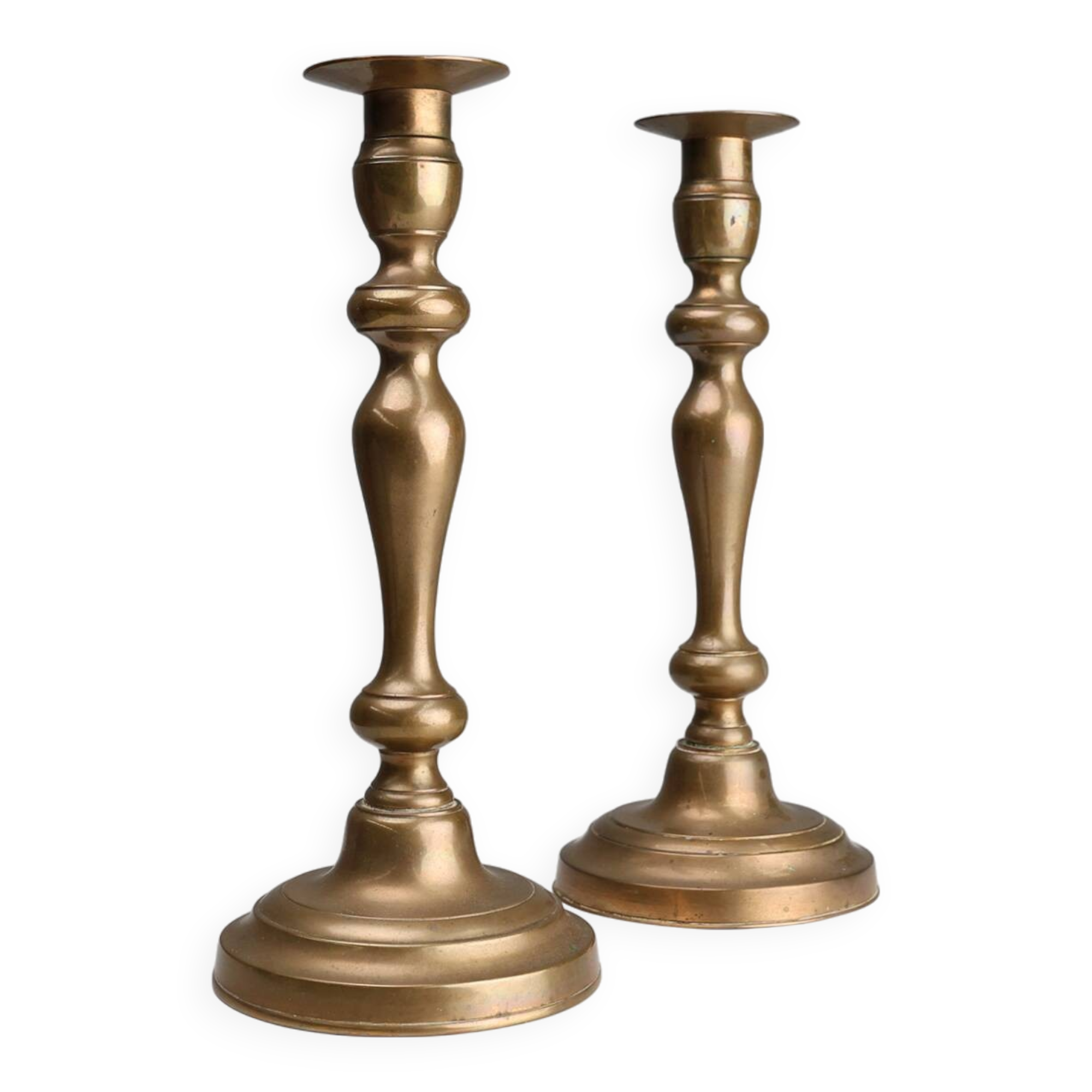 Set of two antique 19th century French copper candlesticks
