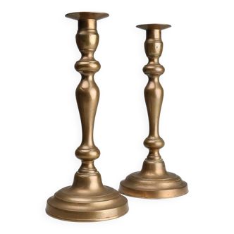 Set of two antique 19th century French copper candlesticks