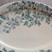 Old Ravier Iron Earth Creil-Montereau – Blue floral decoration