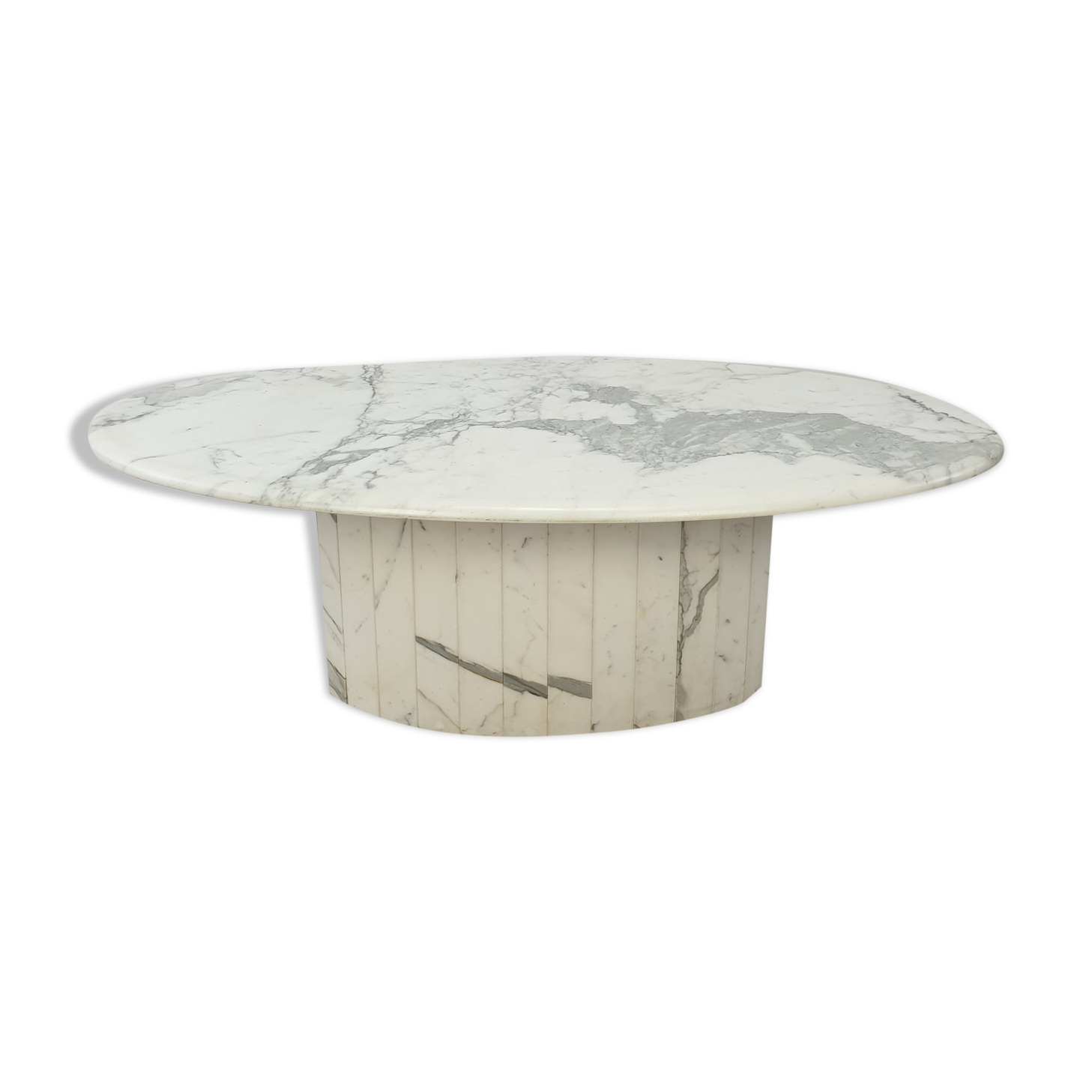 Mid-century italian marble oval coffee table, 1980s