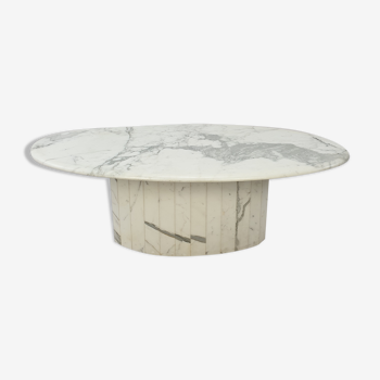 Table basse ovale italienne de marbre, années 80