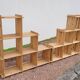 Pair of vintage pine "staircase" bookcase shelves - 1970s