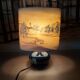 Ceramic lamp, Montclus art workshop, silk lampshade, hand painted