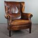 Dark wingback armchair made of sheep leather with stunning colors