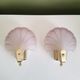 Pair of sconces shell pressed glass sand and golden steel 1970