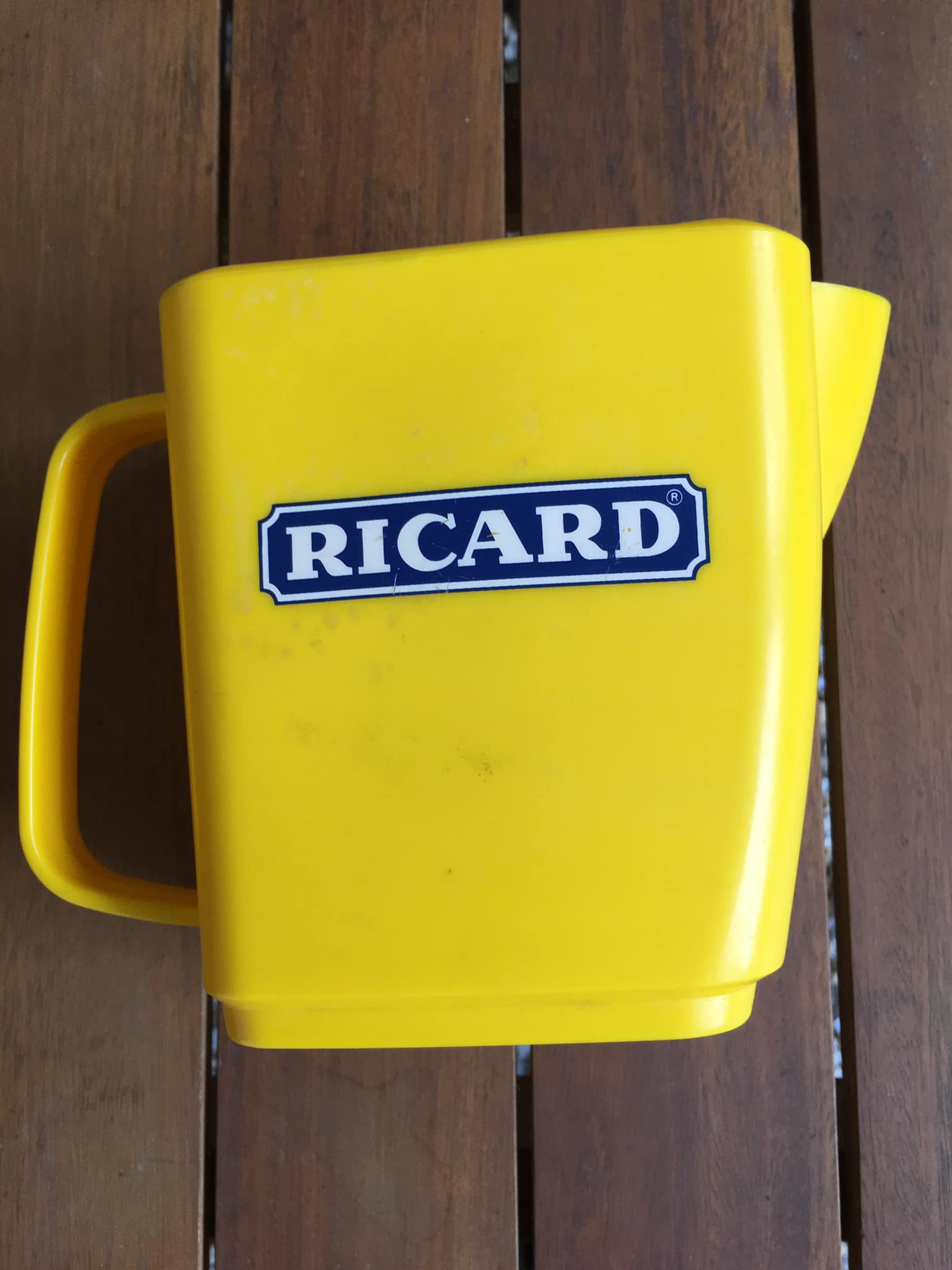 Yellow plastic pitcher from the famous Ricard brand
