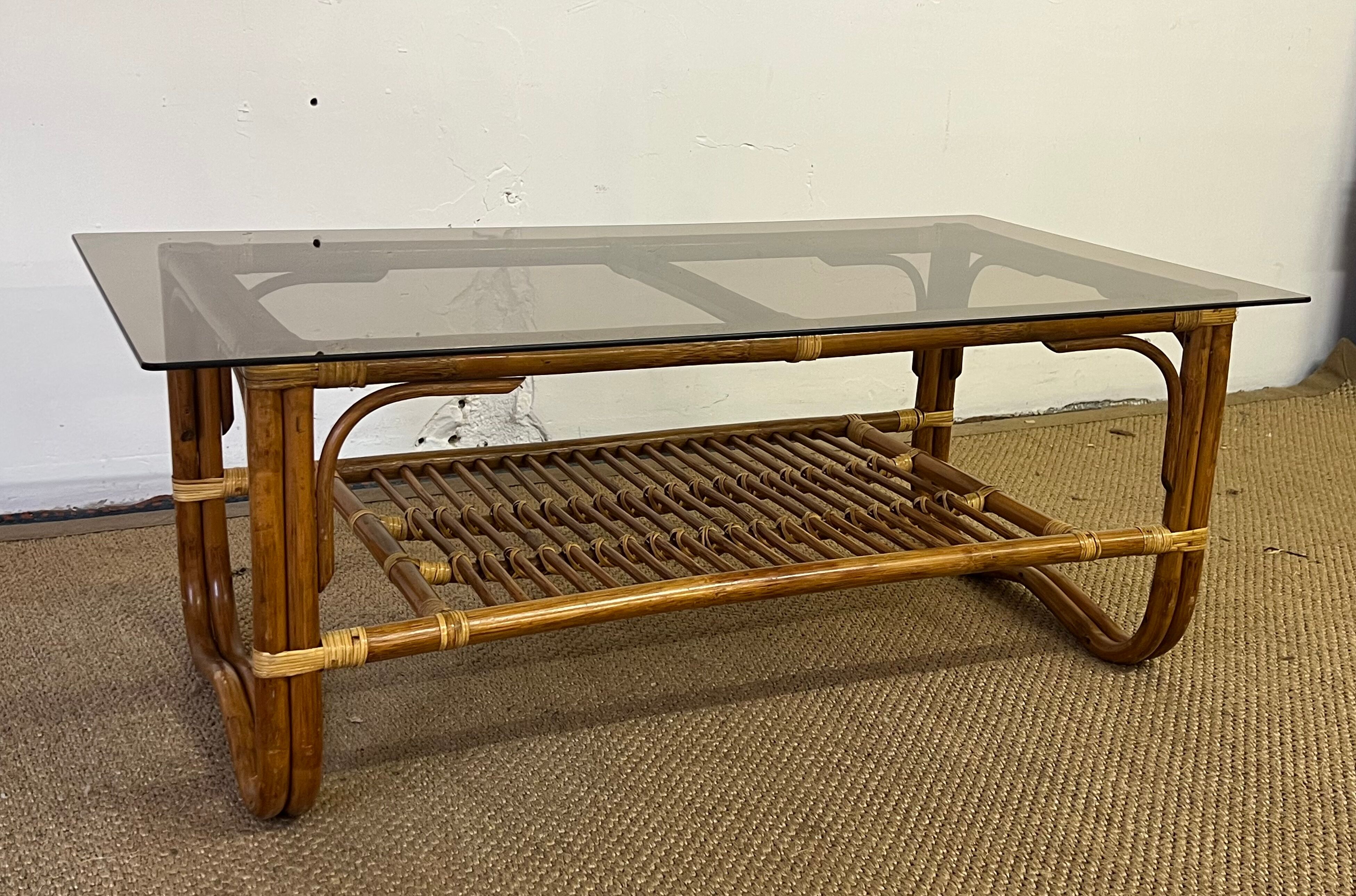Bamboo and rattan coffee table