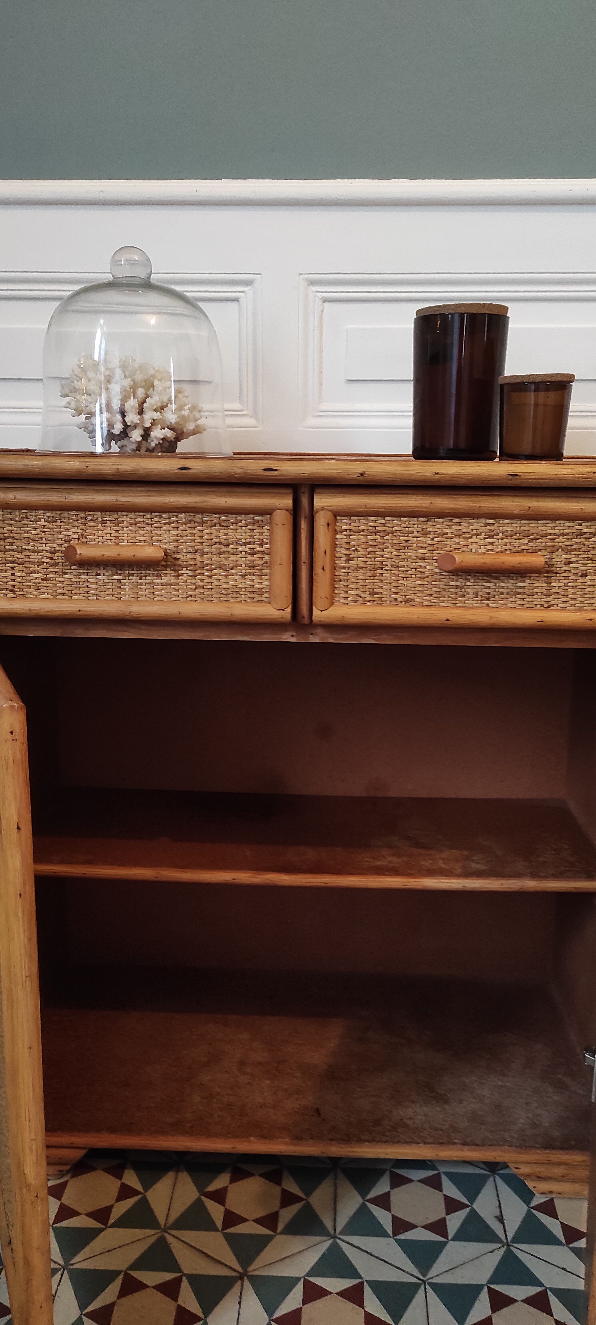 Commode rotin et bambou