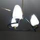 Vintage chandelier arlus in metal, opaline and brass 1950
