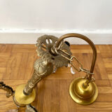 Antique 3-arm brass chandelier with tassels