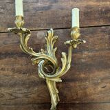 Set of 5 pairs of Louis XV style gilt bronze wall lights + bulbs