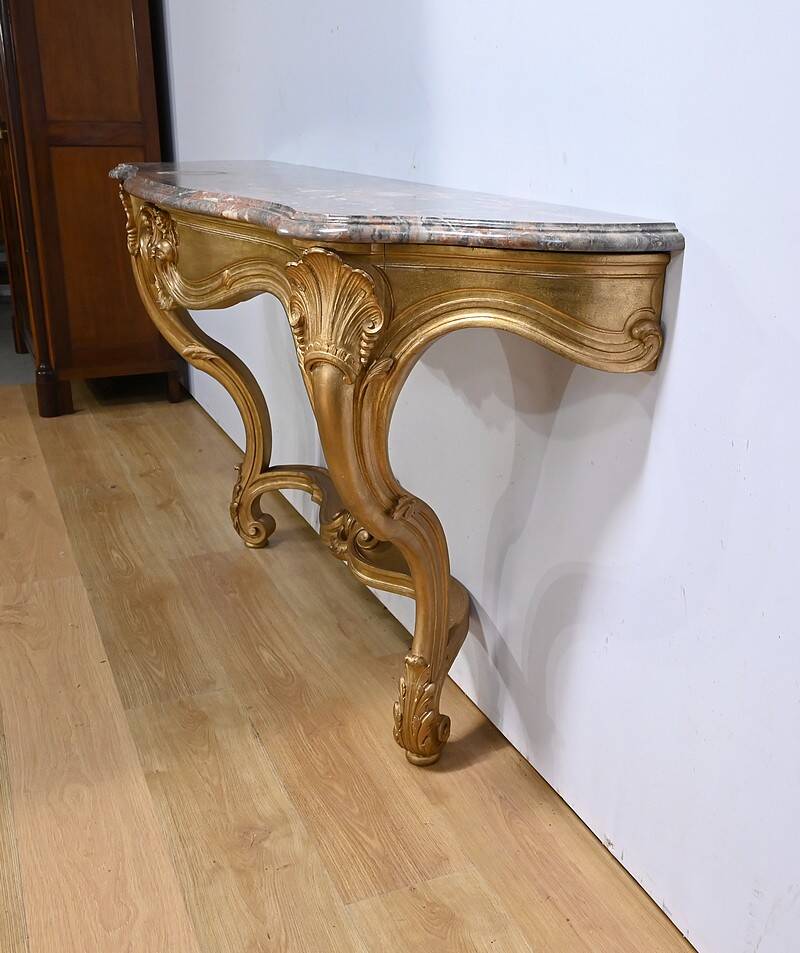 Important Wall Console in Gilded Wood, Louis XV style – Early 20th century