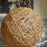 Lampshade suspension vintage wicker ball and natural string