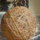 Abat-jour suspension boule vintage en osier et ficelle naturels