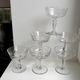 Set of 6 depicted art deco engraved crystal champagne glasses mismatched 50s