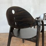 Rare series of 4 armchairs Baumann 1970 80 black original