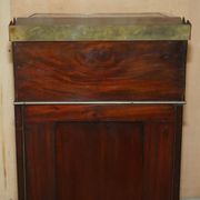 Victorian antique leather Davenport campaign desk with brass gallery.