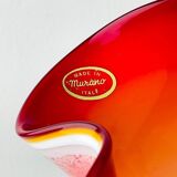 Vintage Murano vase in red and white, Italy, 1970s.