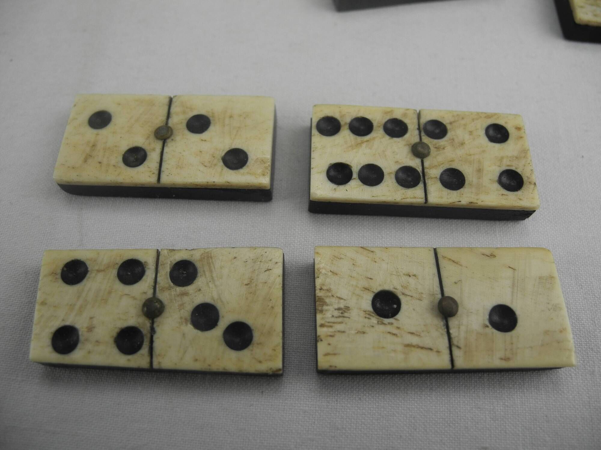 Old game 28 dominoes bone wood ebony antique french dominoes game