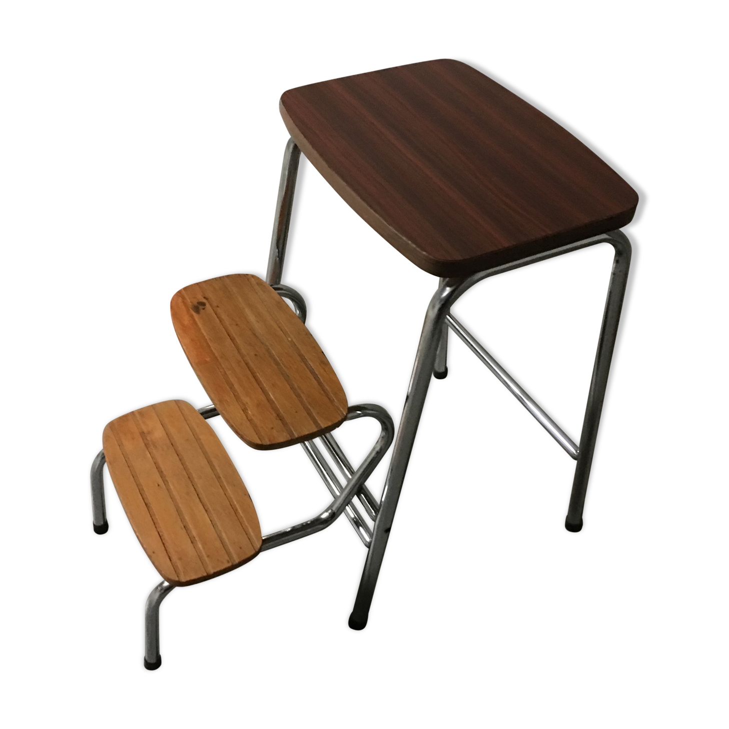 Tabouret marche-pied en formica années 70