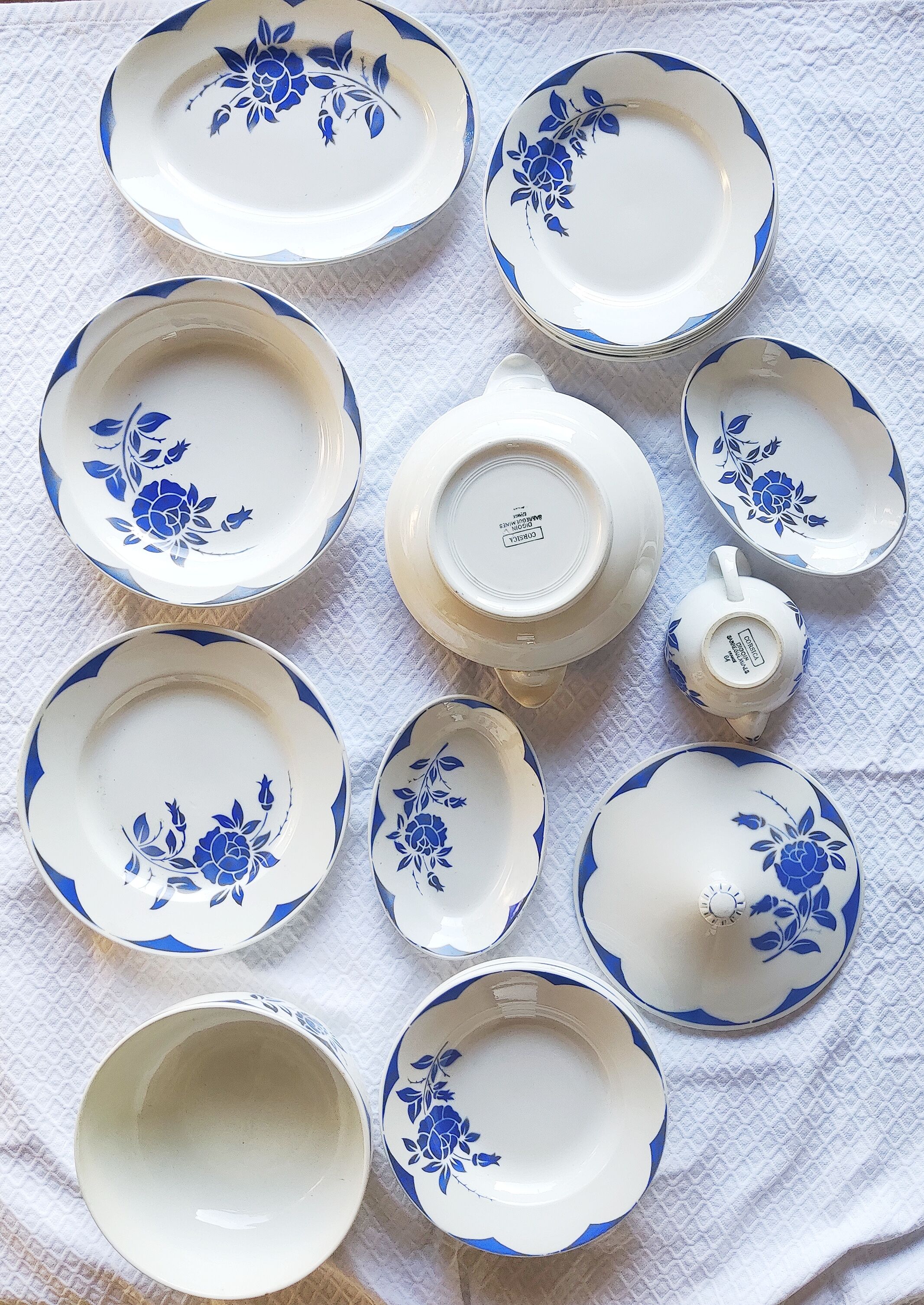 Table service Digoin Sarreguemines - blue and white