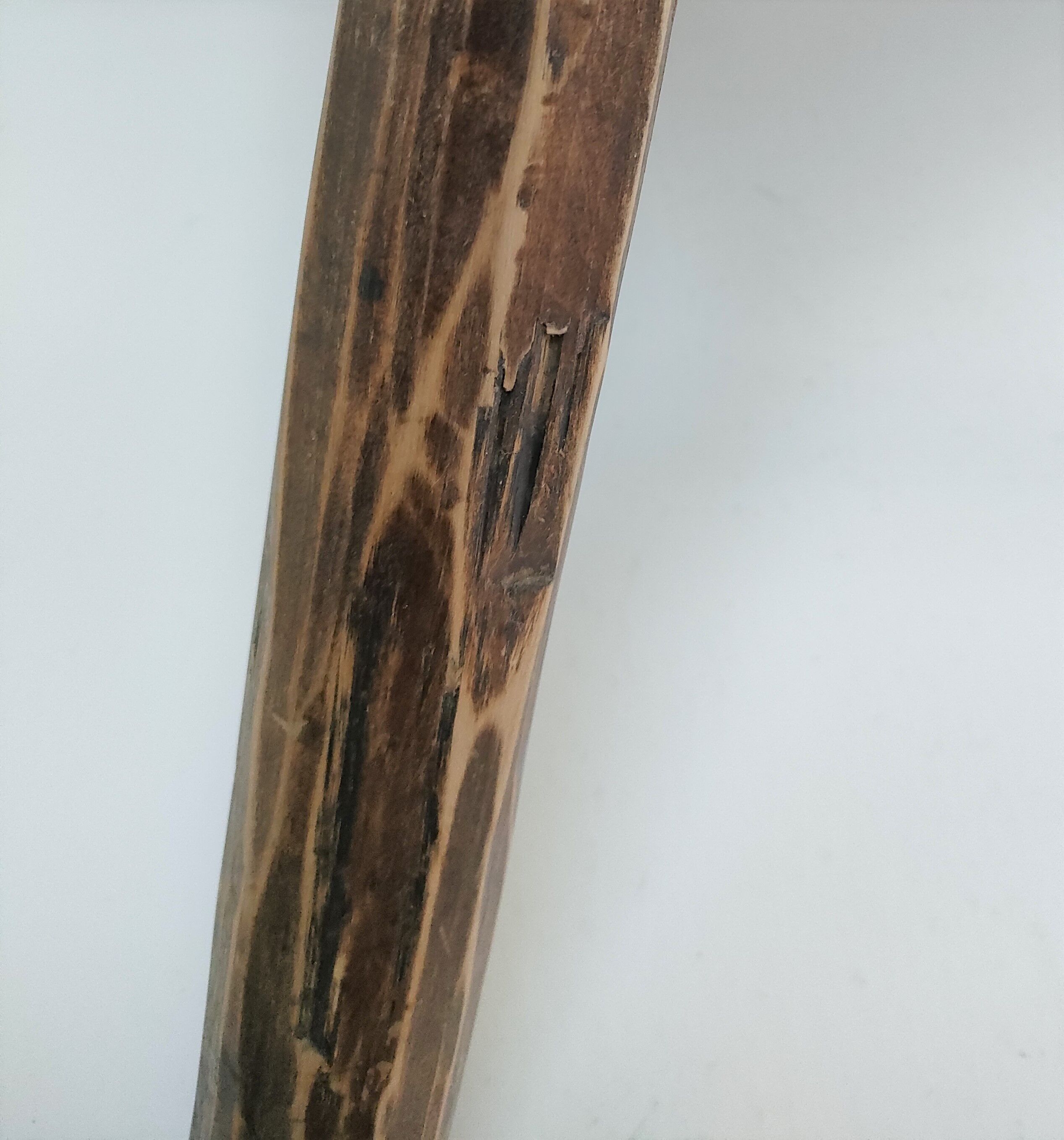 Tripod stool solid wood folk art 60s