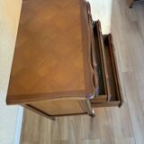 Vintage wooden chest of drawers, Louis XV style with curved drawers