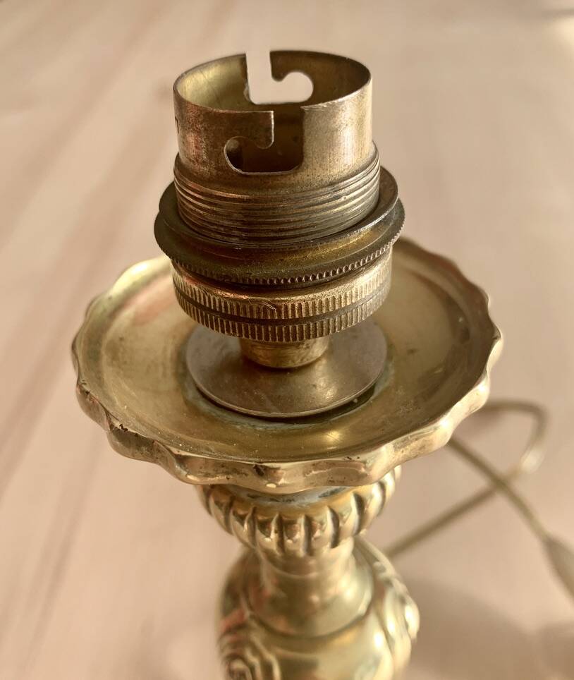 Bronze Lamp Base with Draped Decor Louis XVI Style