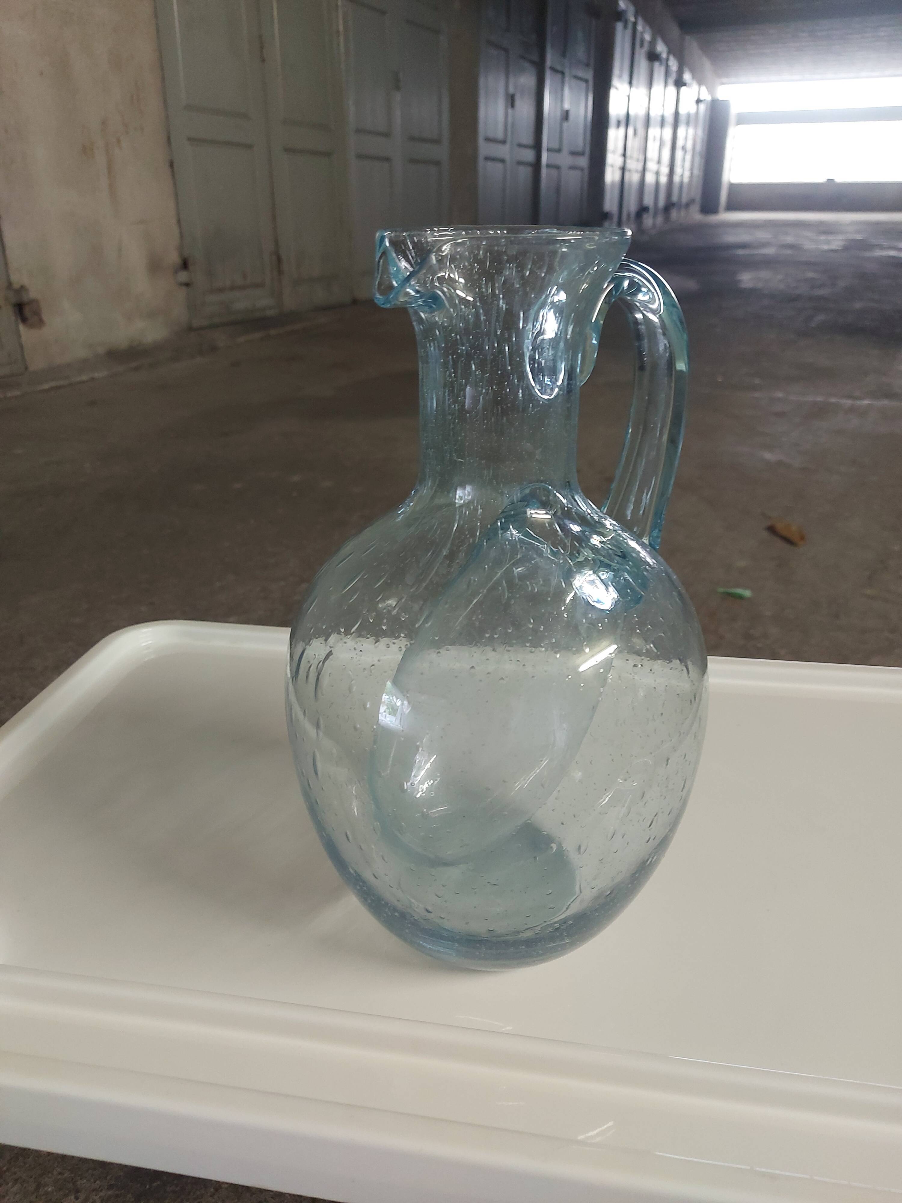 Biot blown glass decanter with ice cube tank