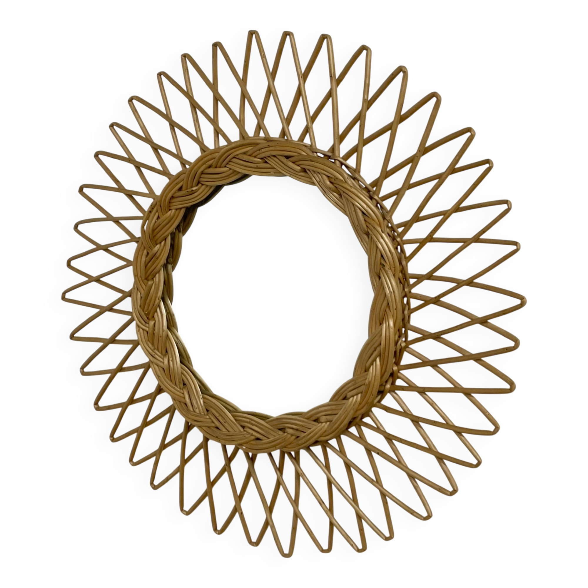 Woven wicker sun mirror