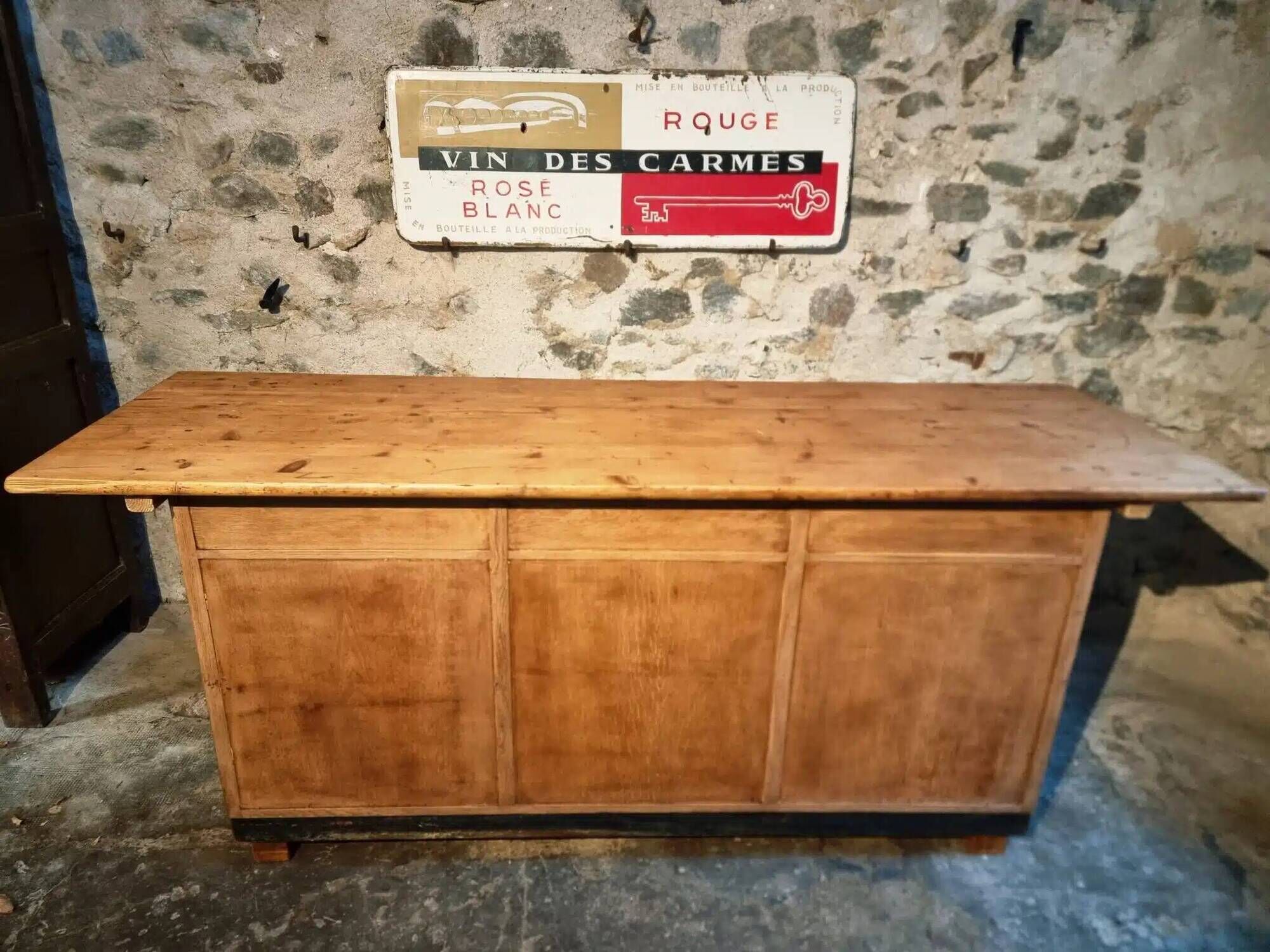Vintage French Oak and Pine Counter – 1930s Shop Counter or Kitchen Island