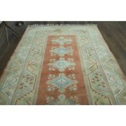 1970s Vintage Turkish Oushak Handmade Wool Cotton Orange Area Rug  198x287