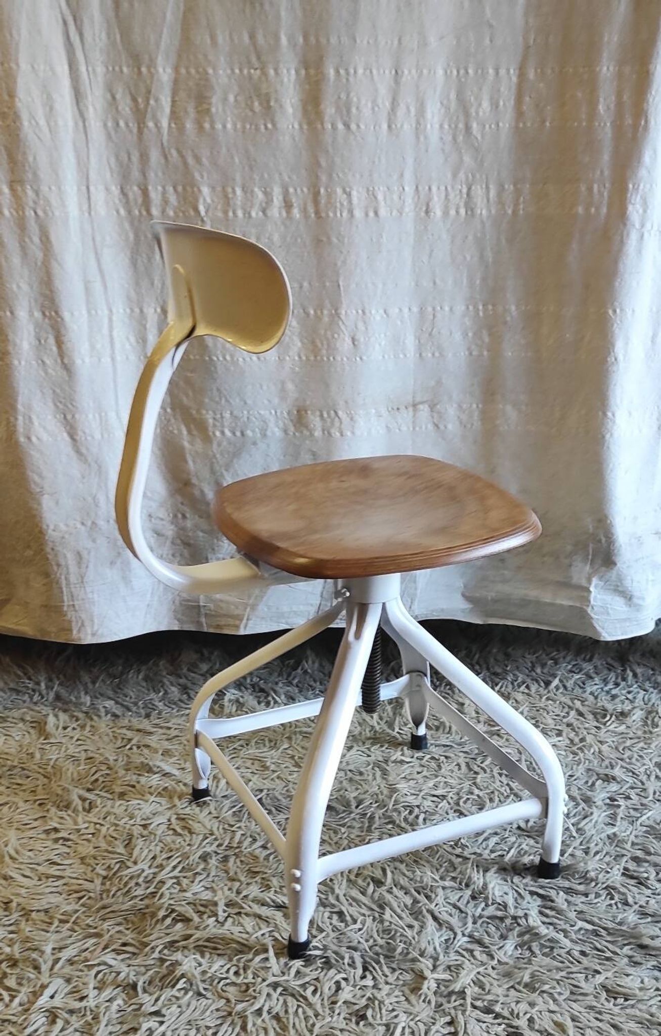 Workshop chair by Nicolle in metal and wood - 1960s