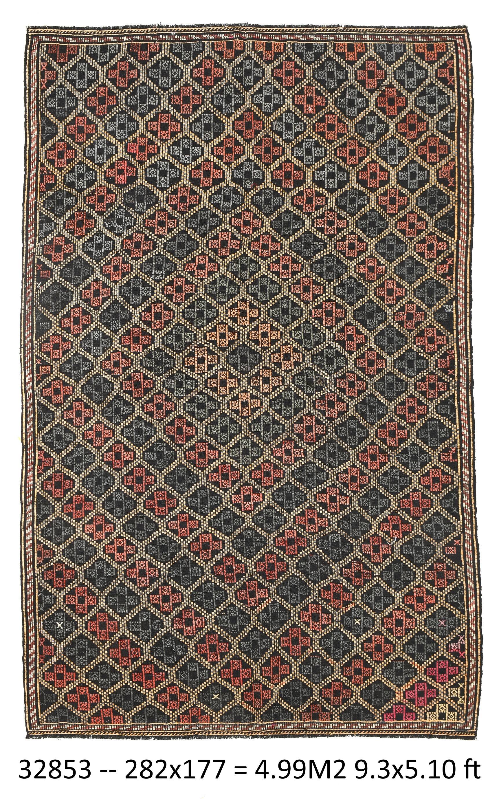 6x9 Pale Red & Yellow Geoemtric Kilim Rug, Handwoven Wool Antique Carpet